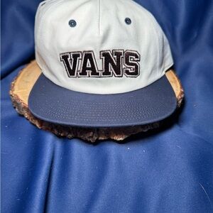 Flat Brim Vans White and Navy Cap SnapBack